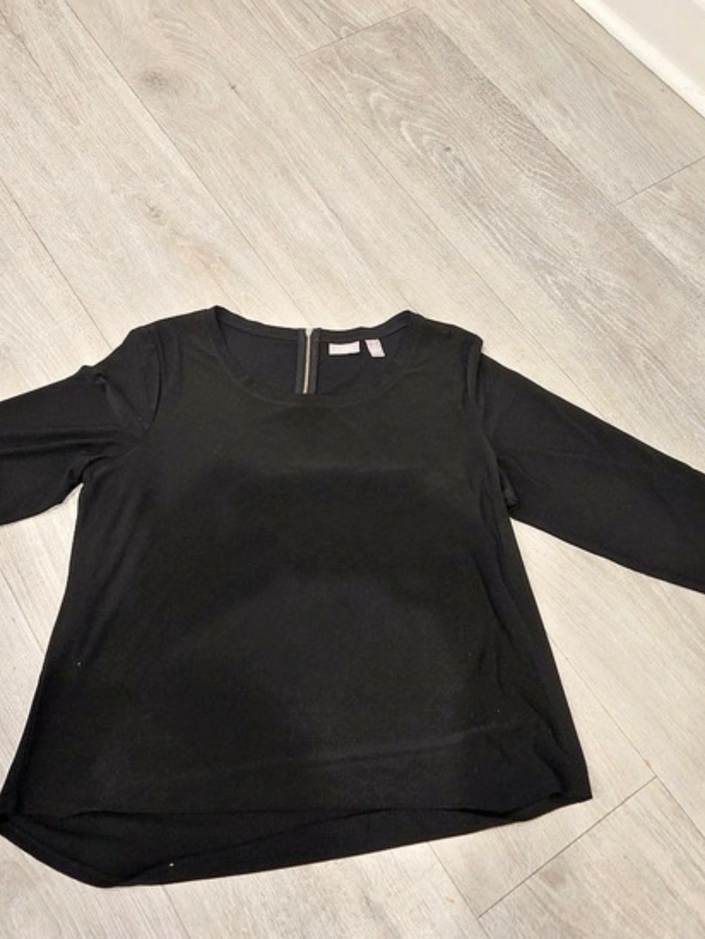Chico's Black Zip Back Long Sleeve Size Small